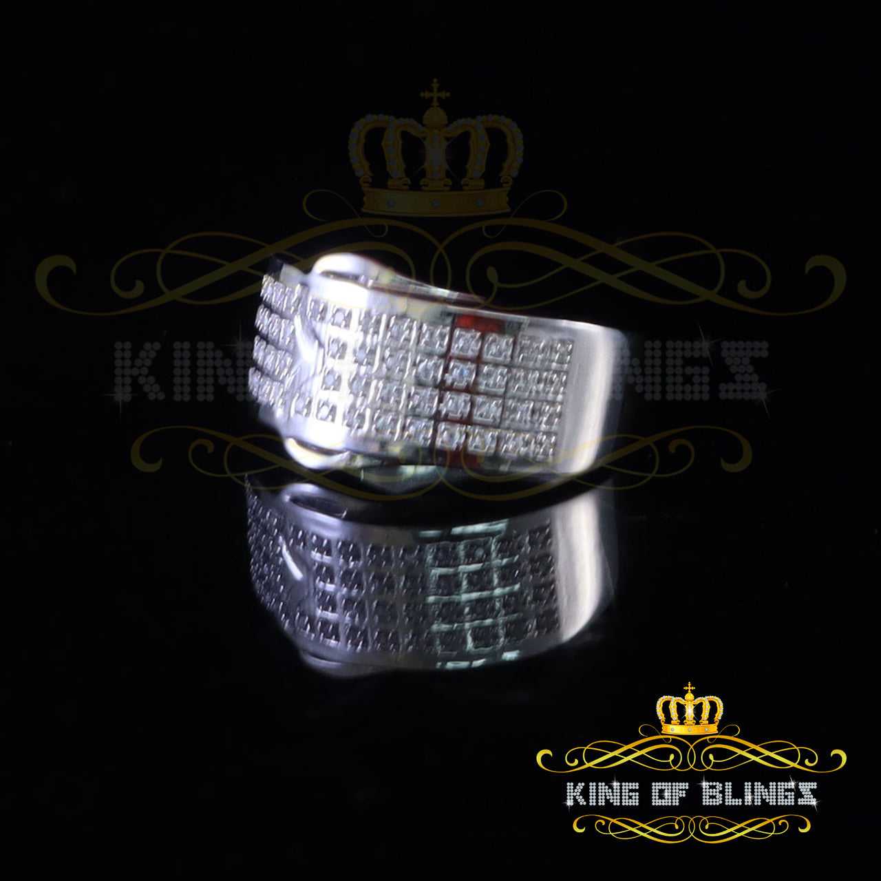 King Of Bling's0.40ct Sterling White Silver Round Flat 925 Cubic Zirconia Women's Ring Size 7.5