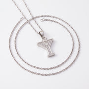 King Of Bling's Attractive Sterling SilverAll Alphabet Letter White Pendant with Cubic Zirconia KING OF BLINGS