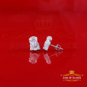 King Of Bling's 0.25ct Diamond 925 Sterling Silver White for Men's & Women Jesus Stud Earrings King of Blings