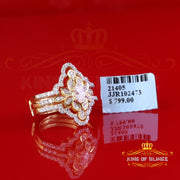 King of Bling's 925 Silver Moissanite Fancy Ring W/ Guard in SZ7 for Women Yellow 2.00ct VVS D King of Blings