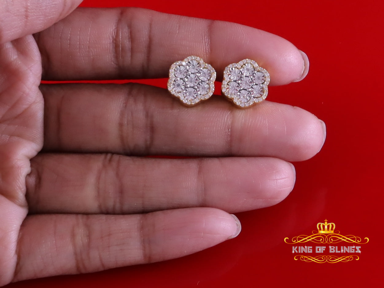 King of Blings-Miracle Set Small 0.40ct Diamond 925 Silver Yellow for Men/Women Stud Earrings King of Blings