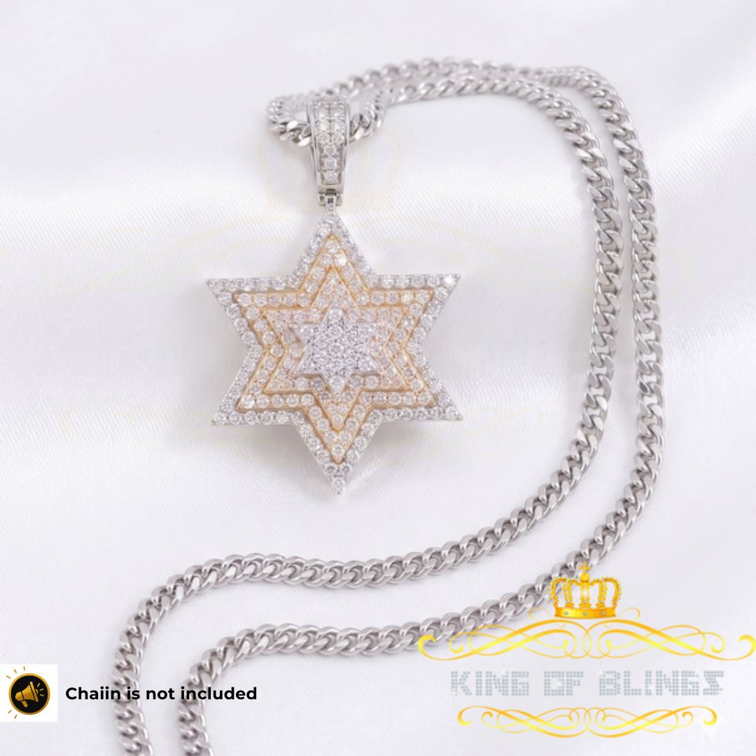 King Of Bling's 925 Silver White Six Pointed Star of David Pendant Men's 2.50ct VVS Moissanite