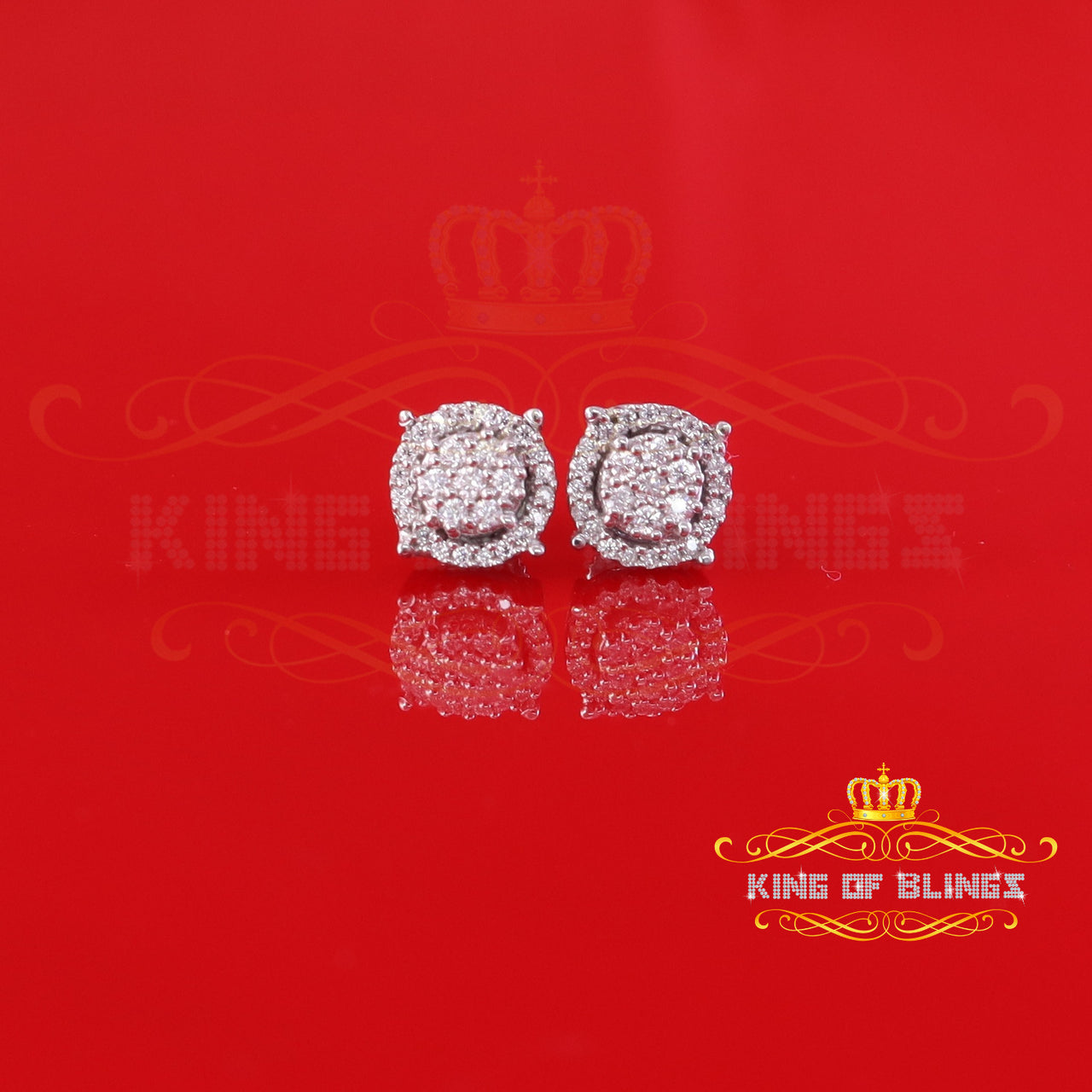 King of Bling's 925 Silver White 0.40ct VVS 'D' Moissanite Round Men's / Womens Stud Earrings KING OF BLINGS