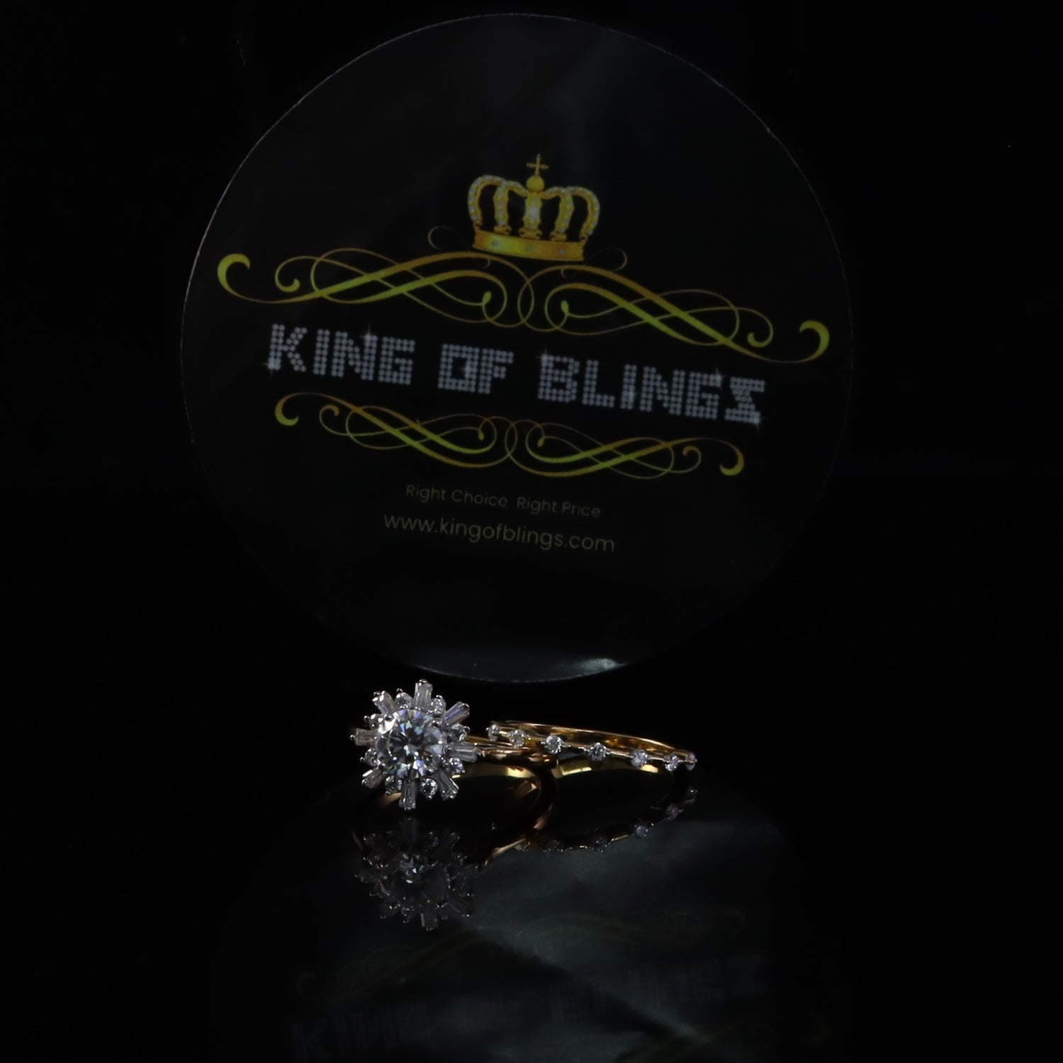 King of Bling's New Yellow Sterling Silver 1.25ct VVS 'D' Round Moissanite Rings Size 7 for Women King of Blings