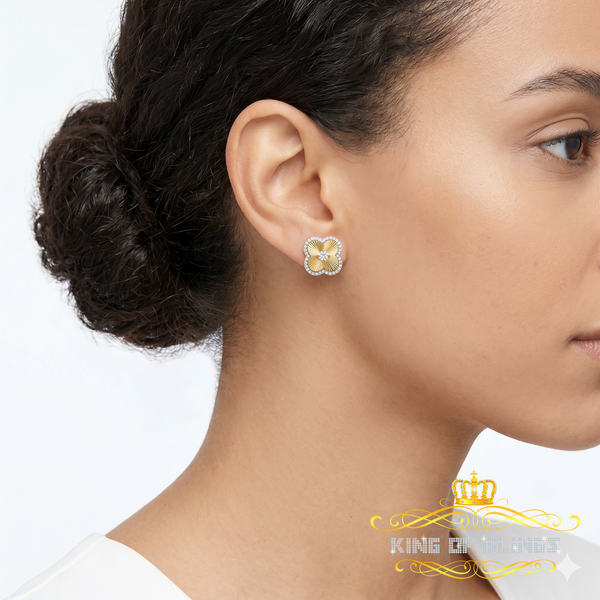King of Bling's 925 White Silver 0.80ct VVS 'D' Moissanite Square Stud Earring Men's/Womens