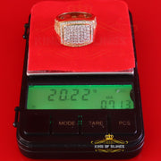King Of Bling's Rectangle Ring Real 0.40ct Diamond 925 Yellow Silver Engagement Men Size 10 King of Blings