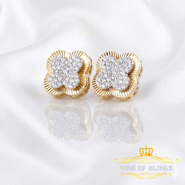 King  of Bling's 1.00 ct VVS 'D' Moissanite Mens/Womens 925 Silver Yellow Stud Earrings