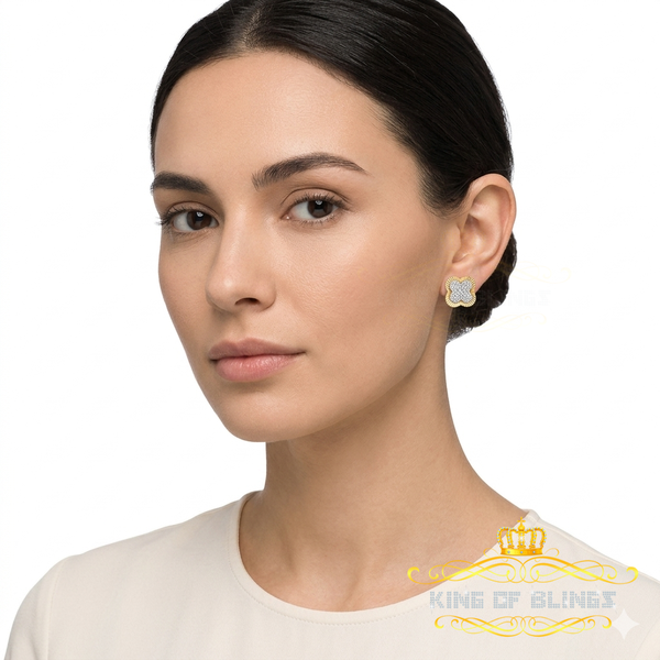 King  of Bling's 1.00 ct VVS 'D' Moissanite Mens/Womens 925 Silver Yellow Stud Earrings