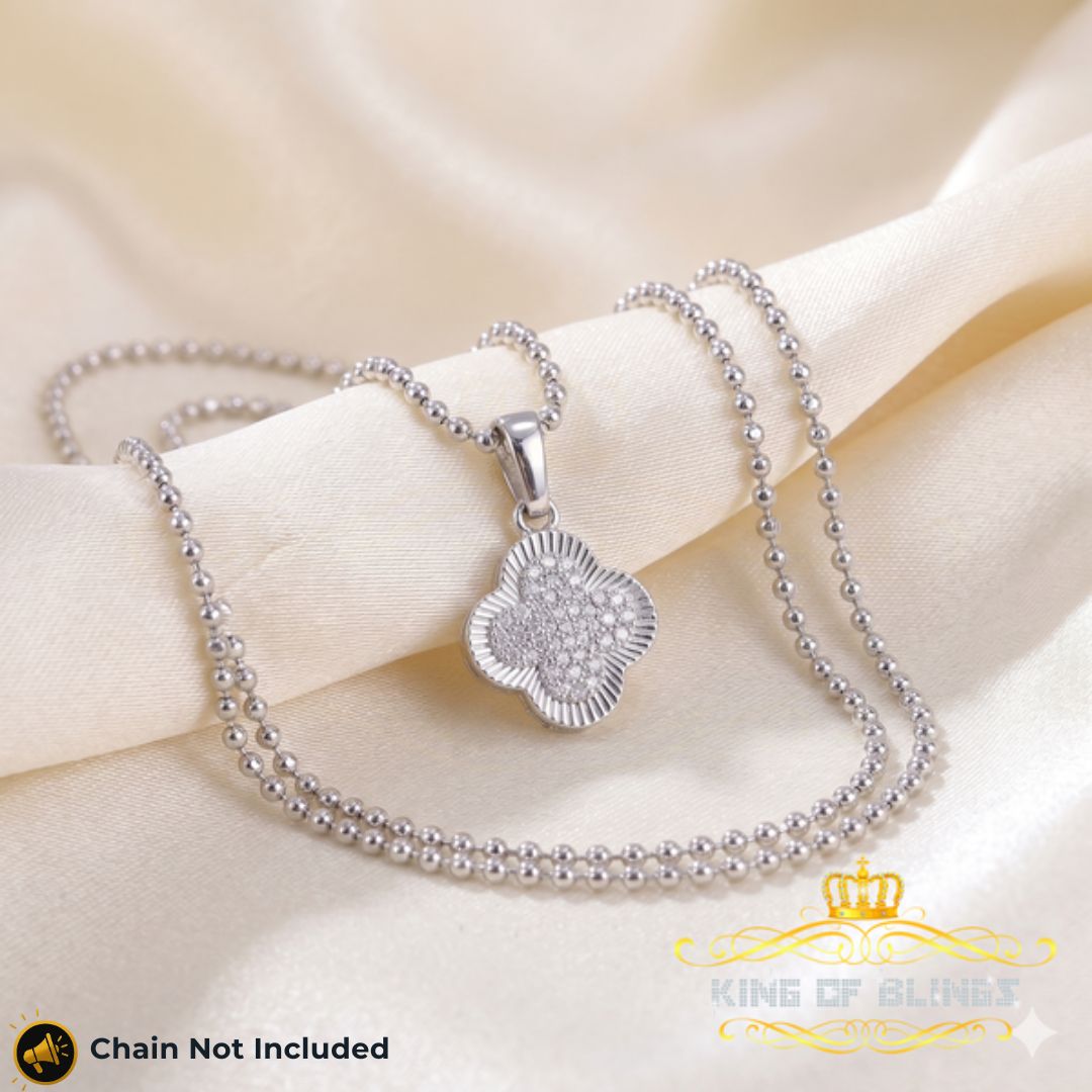 King Of Bling's White 925 Silver 1.00ct VVS D Clr Moissanite Clover Pendant for Women