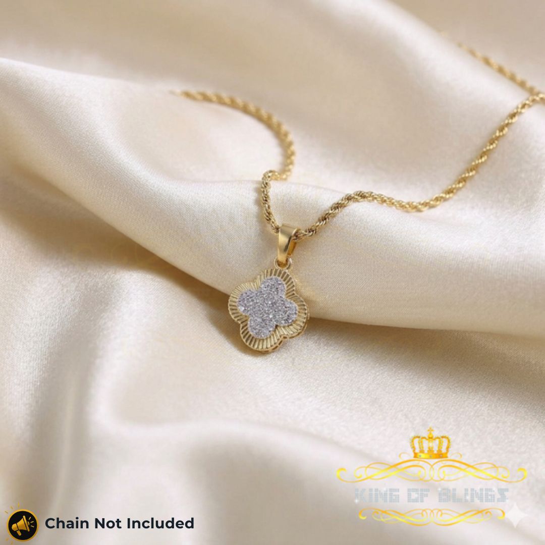 King Of Bling's 925 Silver Yellow 1.00ct VVS D Clr Moissanite Clover Pendant for Women