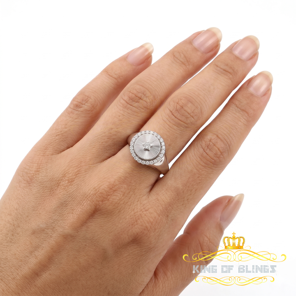 King of Bling's 0.50 CT VVS 'D' 925 Silver Moissanite White Round ring for Men's/Women's
