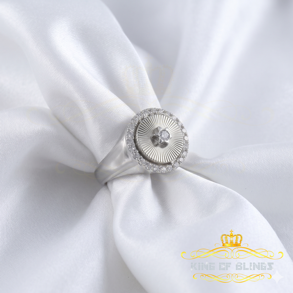King of Bling's 0.50 CT VVS 'D' 925 Silver Moissanite White Round ring for Men's/Women's