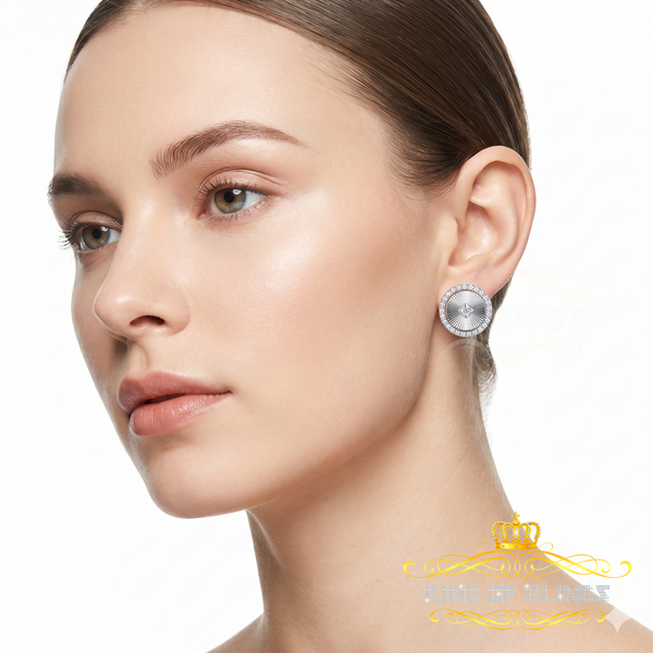 King of Bling's 2.50ct VVS D Moissanite Diamond Cut Stud Earring Women & Men White 925 Silver
