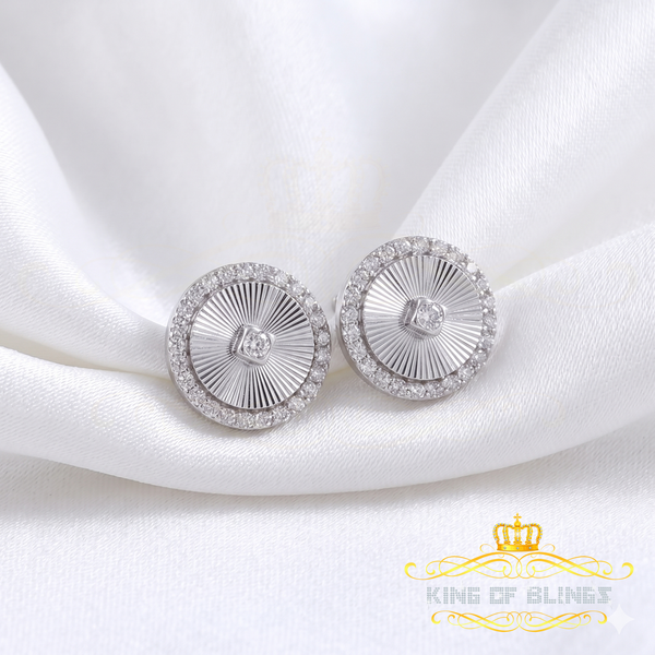 King of Bling's 2.50ct VVS D Moissanite Diamond Cut Stud Earring Women & Men White 925 Silver