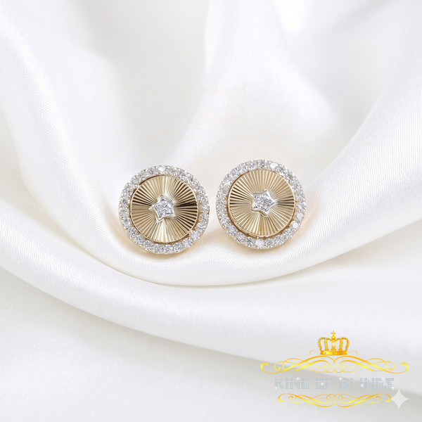 King  of Bling's 2.50 ct VVS 'D' Moissanite Mens/Womens 925 Silver Yellow Stud Earrings