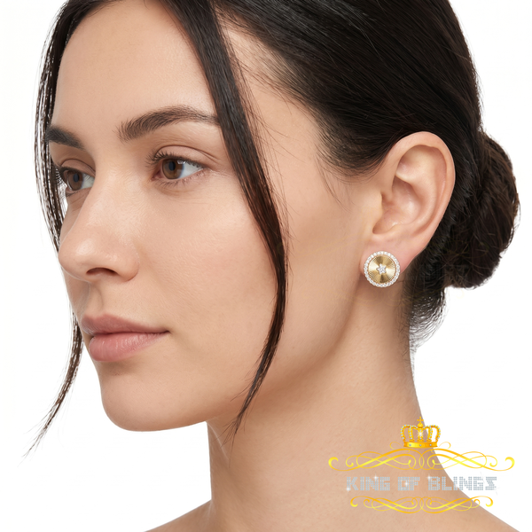 King  of Bling's 2.50 ct VVS 'D' Moissanite Mens/Womens 925 Silver Yellow Stud Earrings
