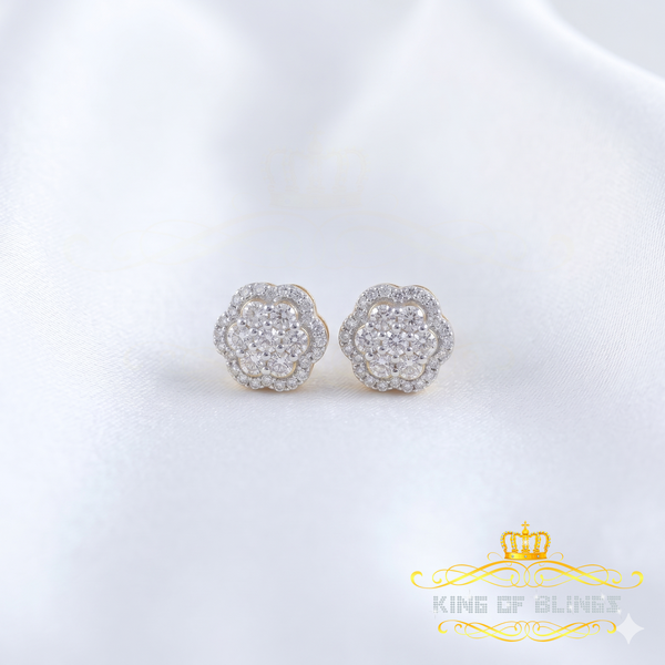 King  of Bling's 2.00ct MOISSANITE 925 Sterling Silver Yellow Floral Earrings For Men's & Women's