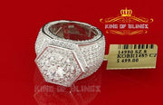 Silver 13.00ct White Cubic Zirconia Wide Men's Adjustable Ring From SZ 7.5 to 9.5 KING OF BLINGS