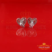King  of Bling's 925 Yellow Silver 1.00ct VVS 'D' Moissanite Heart Stud Earring Men's/Womens King of Blings
