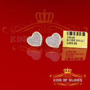 King of Blings-Micro Pave 0.25ct Real Diamonds 925 Yellow Silver Women's & Men's Heart Earrings KING OF BLINGS