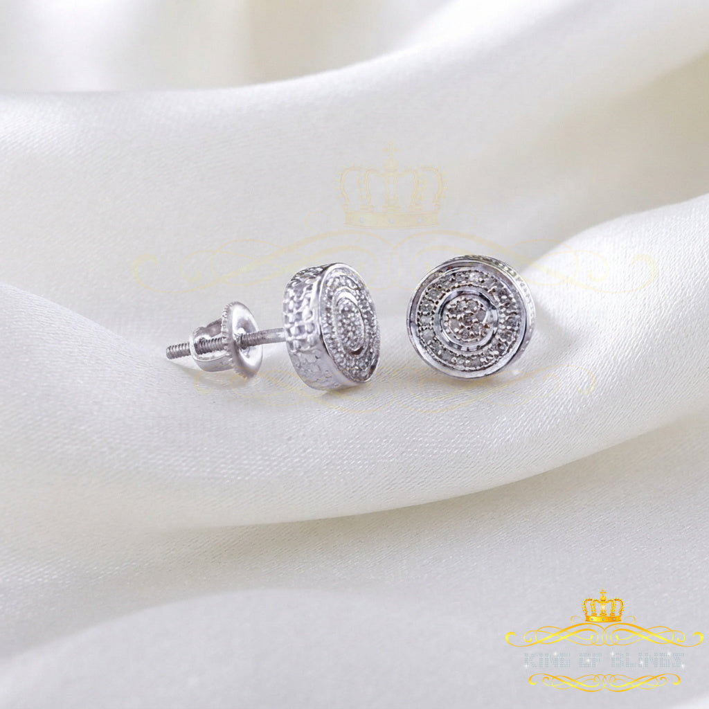 King Of Bling's 0.15ct Diamond 925 Sterling Silver stud White For Men / Women Round Earrings KING OF BLINGS
