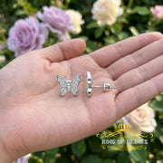 King of Bling's Women's 0.34ct Cubic Zirconia Butterfly Stud Earrings White 925 Sterling Silver KING OF BLINGS