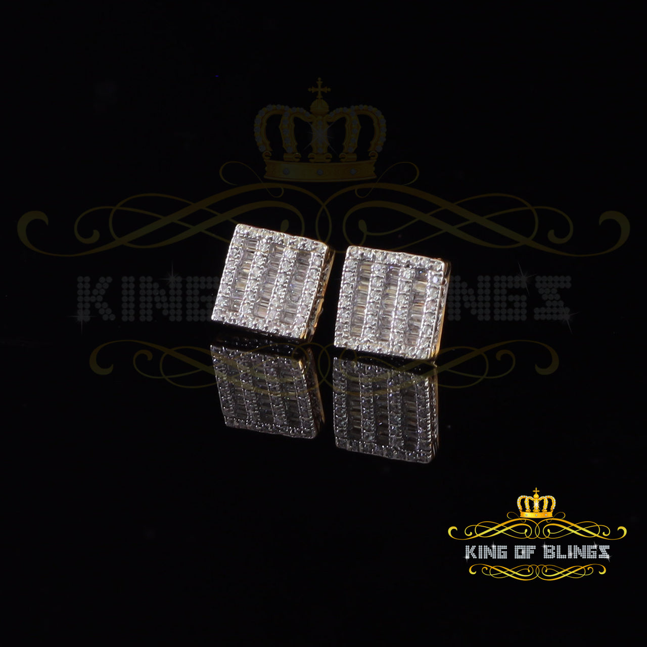King of Bling's Hip Hop Screw Back Yellow 2.07ct Silver Cubic Zirconia Women's & Men's Earrings