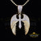 Small 1.50ct Cubic Zirconia 925 Sterling Silver Yellow Pendant Cross Angel Wing KING OF BLINGS