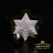 King of Bling's 925 Moissanite Yellow Men's Six Pointed Star of David 2.50ct Silver Ring Size 9 KING OF BLINGS