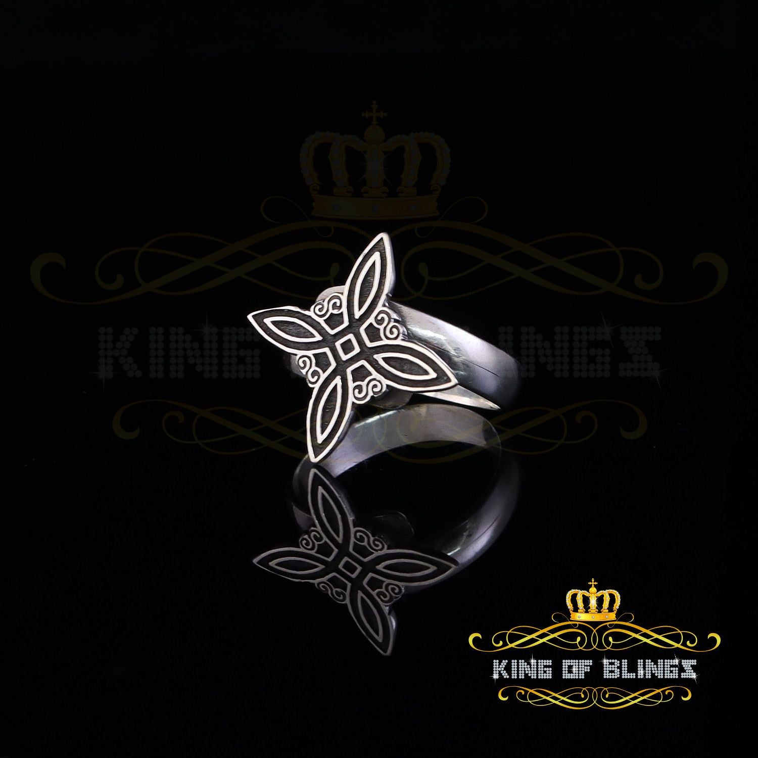 KING OF BLINGSWhite 925 Sterling Silver Witch Knot Geometric Style Women's Ring SZ 9 KING OF BLINGS