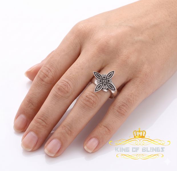 KING OF BLINGSWhite 925 Sterling Silver Witch Knot Geometric Style Women's Ring SZ 9