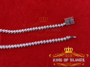 925 Silver White 20ct Moissanite Tennis Men's Necklace size 21.5 inch & Widt 6mm KING OF BLINGS