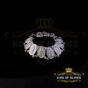 KING OF BLINGS Big Look White 925 Sterling Silver Women's Oval Shape Virgin Mary Bracelet SZ 8 KING OF BLINGS