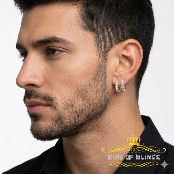 King  of Bling's 2.00ct Moissanite Princess Yellow 925 Sterling Silver Women's Hoop Earrings
