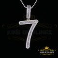 White 925 Sterling Silver Numberic Number '7' Pendant with 3.66ct Cubic Zirconia KING OF BLINGS