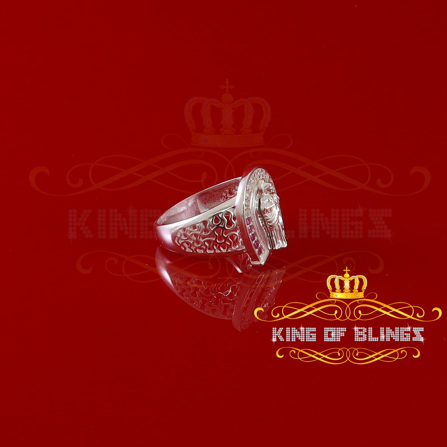 KING OF BLINGSReligious White 925 Sterling Silver St. Benedict Exorcism Women/Men's Ring SZ 7 KING OF BLINGS