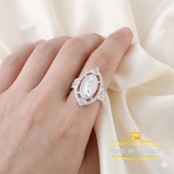 King Of Bling'sWhite 925 Silver Saint Jude Thaddeus CZ Women's Medallion Religious Ring SZ 6 KING OF BLINGS