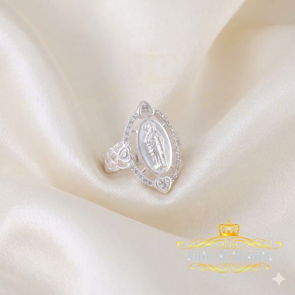 King Of Bling'sWhite 925 Silver Saint Jude Thaddeus CZ Women's Medallion Religious Ring SZ 6 KING OF BLINGS