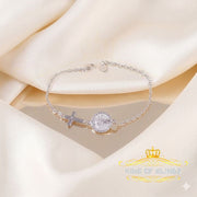 King Of Bling's CZ White Women's 925 Sterling Silver Virgin Merry and Cross Bracelet SZ 8 KING OF BLINGS