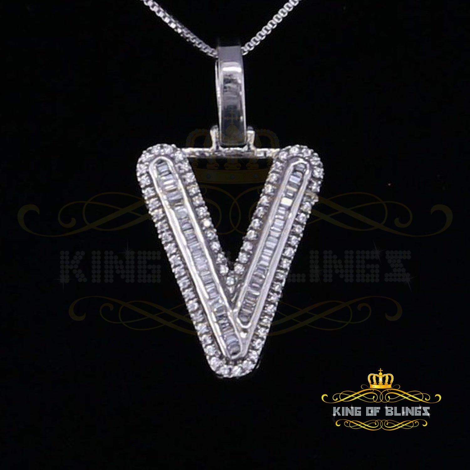 White Beautiful Custom intial Pendant Gift all Occasion Silver Cubic Zirconia KING OF BLINGS