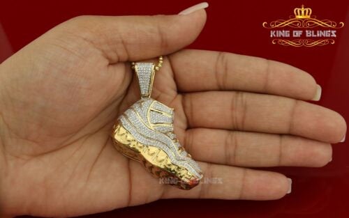 Yellow SHOES charming Shape Steling Silver Pendant with 7.12ct Cubic Zirconia KING OF BLINGS