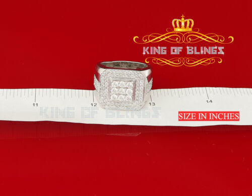 Sterling White Silver 3.50ct Cubic Zirconia Men's Adjustable Ring From SZ 10 to 12 KING OF BLINGS