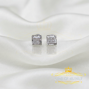 King Of Bling's 0.05ct Diamond For White 925 Sterling Silver Men's & Women's Square Earrings KING OF BLINGS