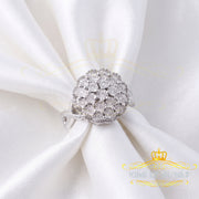 King Of Bling's 0.10CT Real Diamond 925 Sterling White Silver Womens Floral Ring Size 7 KING OF BLINGS