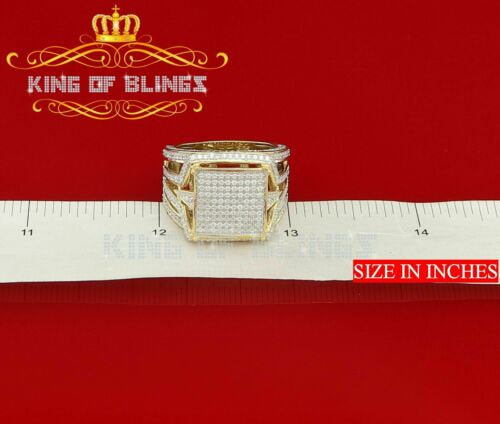 King Of Bling's 925 Yellow Silver Cubic Zirconia 3.00ct Men's Adjustable Ring From Size 9 to 11 KING OF BLINGS