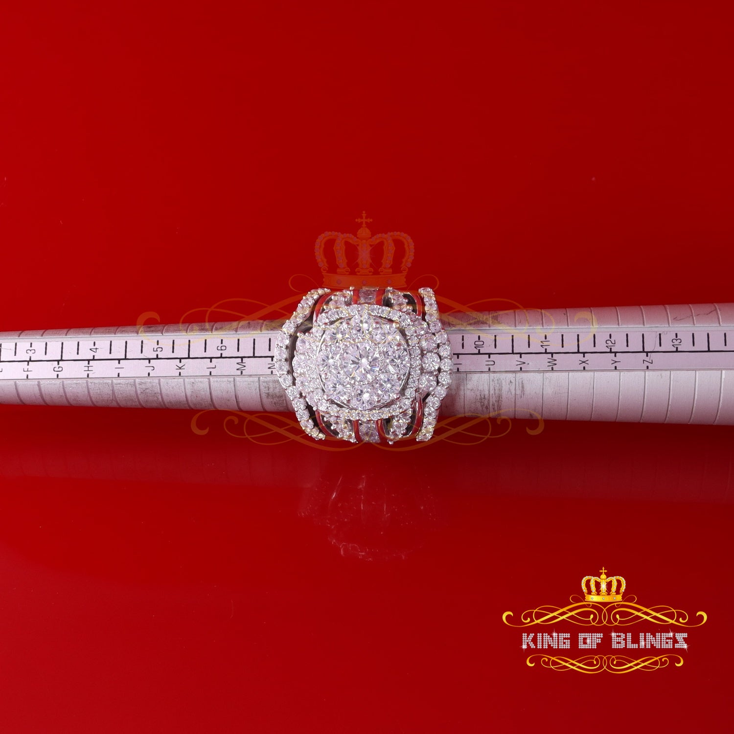 King Of Bling's19.00ct Cubic Zirconia White Sterling Silver Men's/ Women Wedding Rings Size 9 KING OF BLINGS
