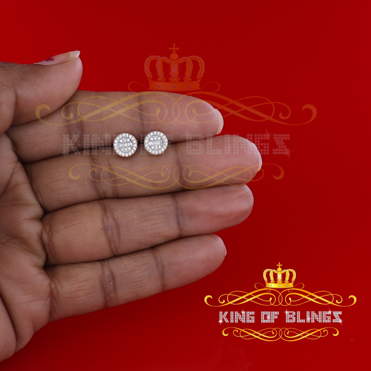 King  of Bling's 1.00ct VVS 'D' Moissanite Men's/Womens 925 Silver Yellow Round Stud Earrings KING OF BLINGS
