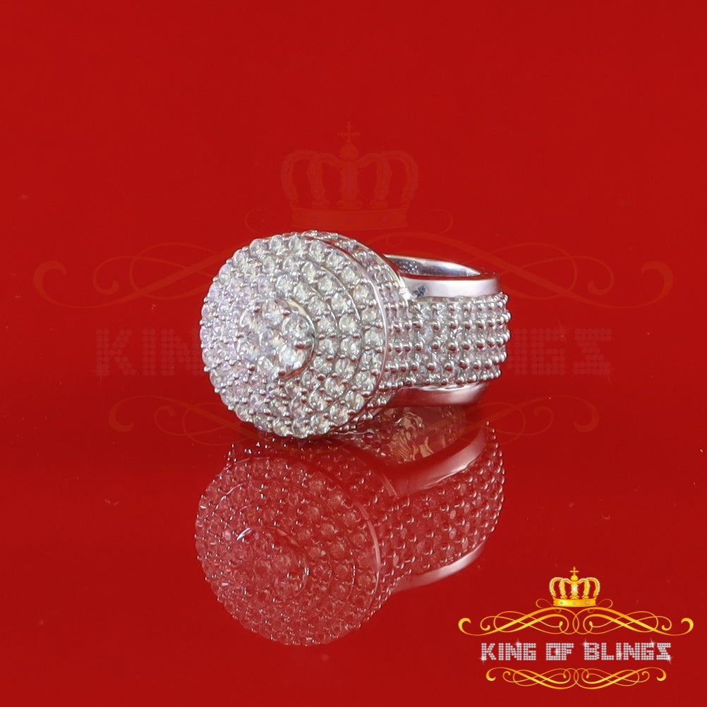 King Of Bling's925 Sterling Silver White 15.00CT Cubic Zirconia Round Men's Ring Gifts Size 10