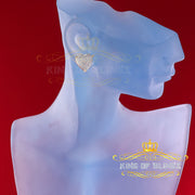 King of Blings-Style Heart 925 Yellow Silver 0.25ct Diamond Women's & Men's Fashion Earrings KING OF BLINGS