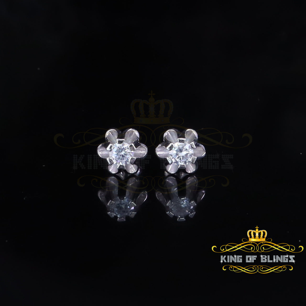 King of Bling's Women's 925 yellow silver ButterCup stud earrings with 0.50ct VVS 'D' Moissanite